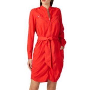 Scotch & Soda Red Belted Shirt Dress